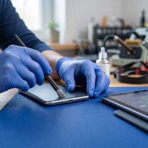 Limpieza del conector y los altavoces de un móvil